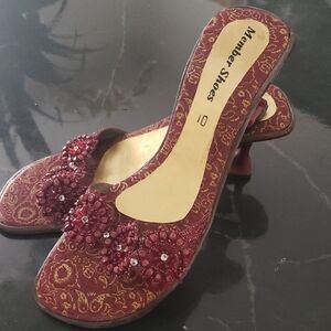Women's Embellished Maroon Sandals